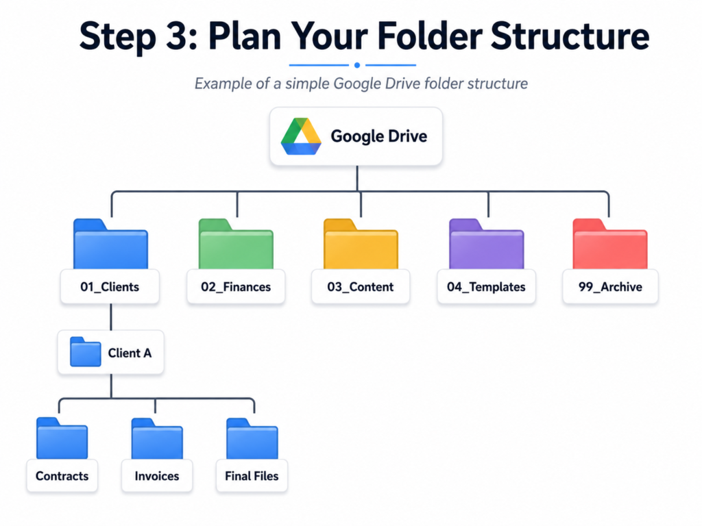 Example Google Drive folder structure for beginners