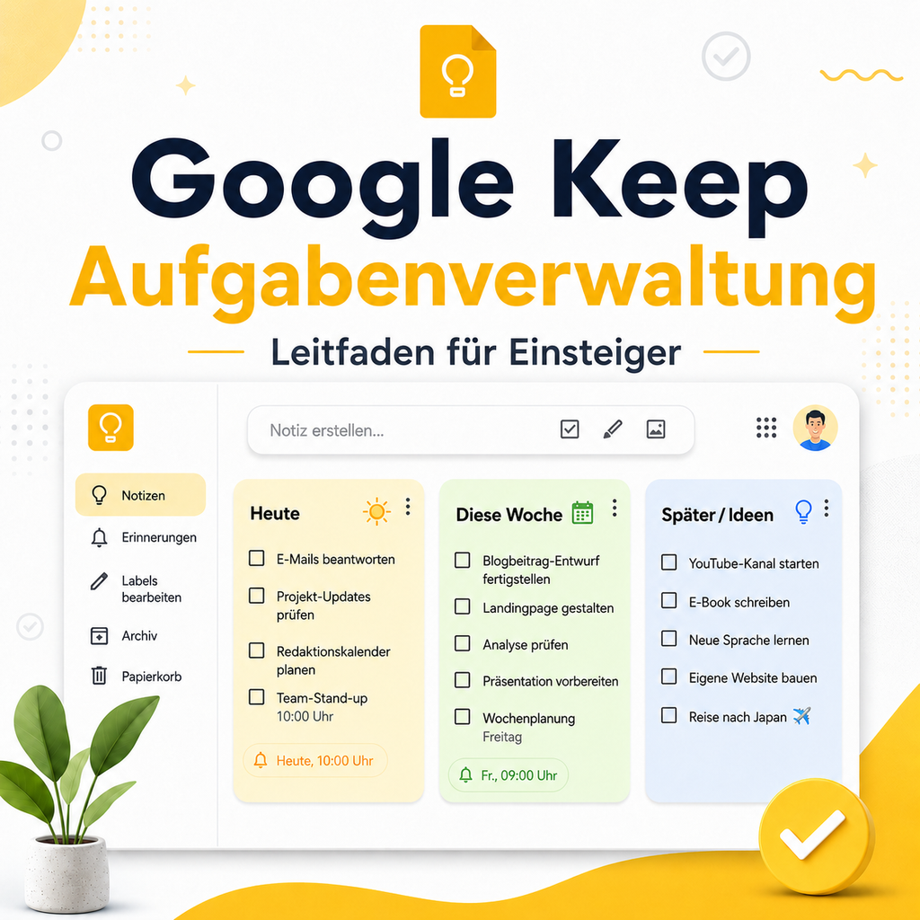 Google Keep für die Aufgabenverwaltung – Einsteiger-Leitfaden mit Checklisten und 3-Notizen-System