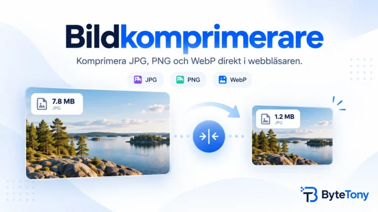 Bildkomprimerare från ByteTony för JPG-, PNG- och WebP-bilder