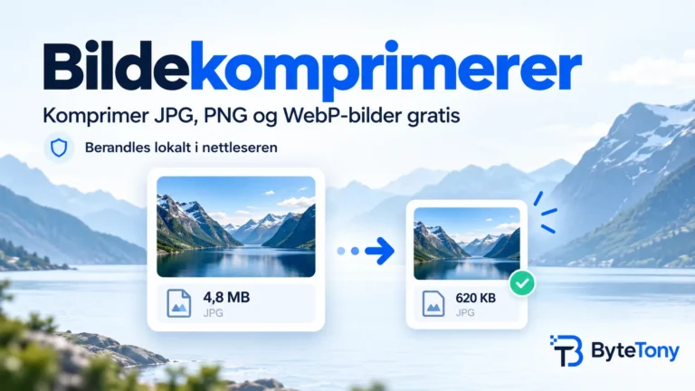 Bildekomprimerer fra ByteTony for JPG-, PNG- og WebP-bilder