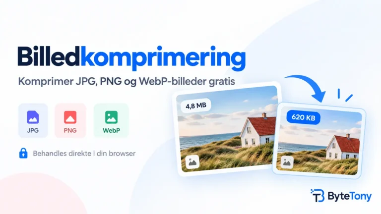 Billedkomprimering med ByteTony til JPG-, PNG- og WebP-billeder