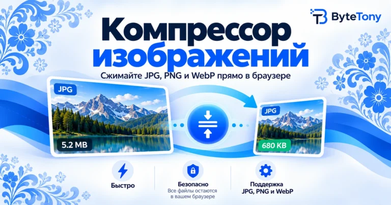 Компрессор изображений ByteTony для JPG, PNG и WebP