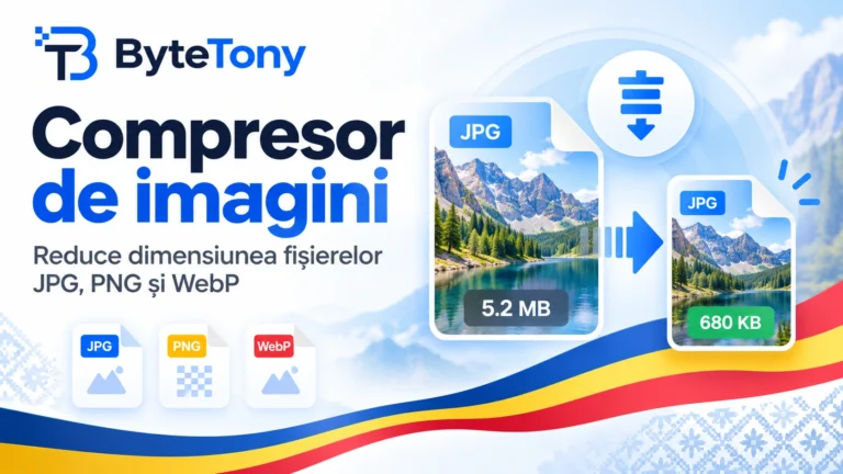 Compresor de imagini ByteTony pentru JPG, PNG și WebP