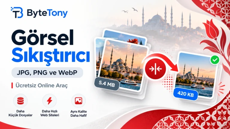 ByteTony Görsel Sıkıştırıcı ile JPG, PNG ve WebP görsellerini sıkıştırma