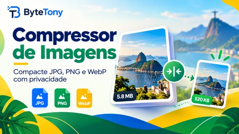 Compressor de Imagens gratuito da ByteTony para JPG, PNG e WebP