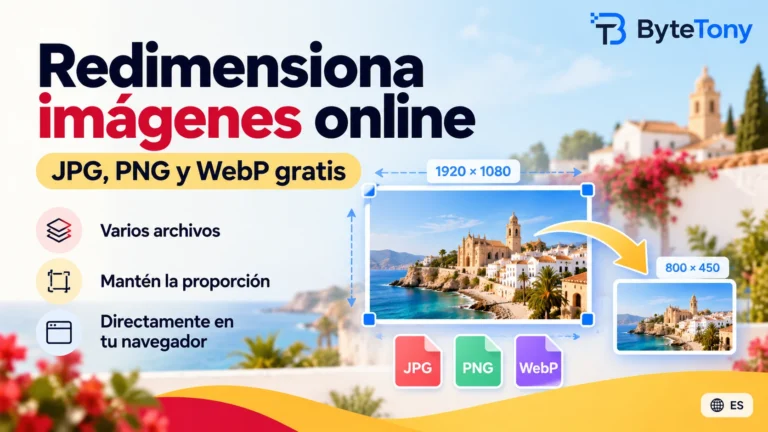 Herramienta gratuita para redimensionar imágenes JPG, PNG y WebP online