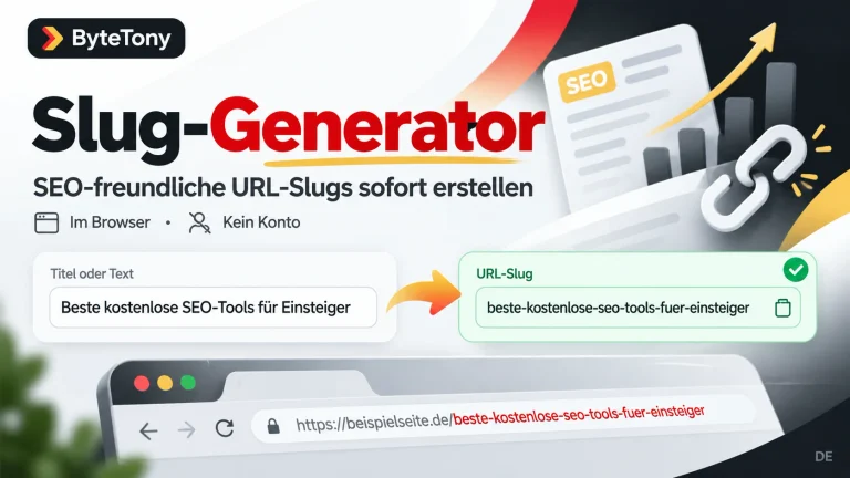 ByteTony Slug-Generator mit Beispiel zur Umwandlung eines Titels in einen SEO-freundlichen URL-Slug